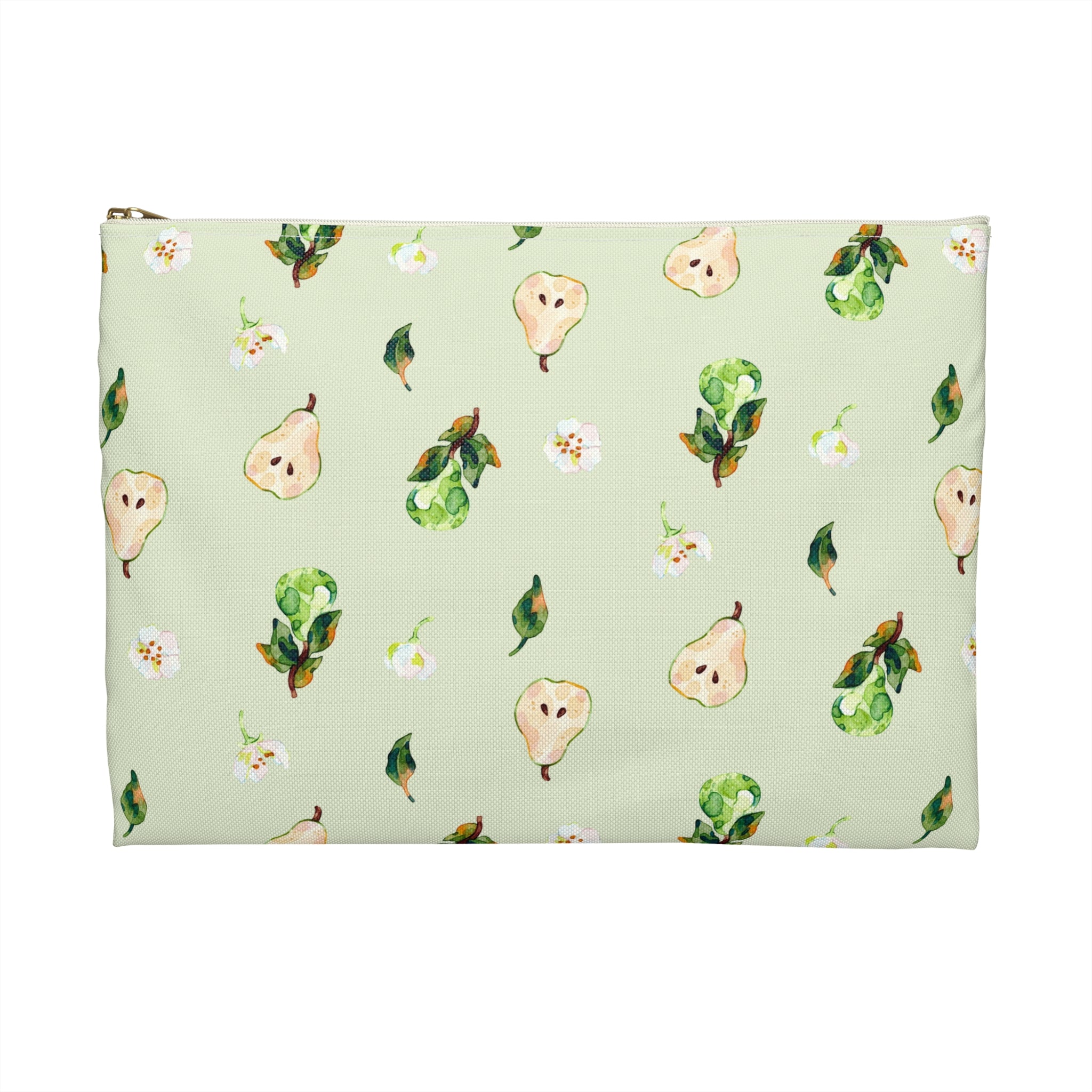 Pear Pattern Accessory Pouch — Watercolor Fruit Bag