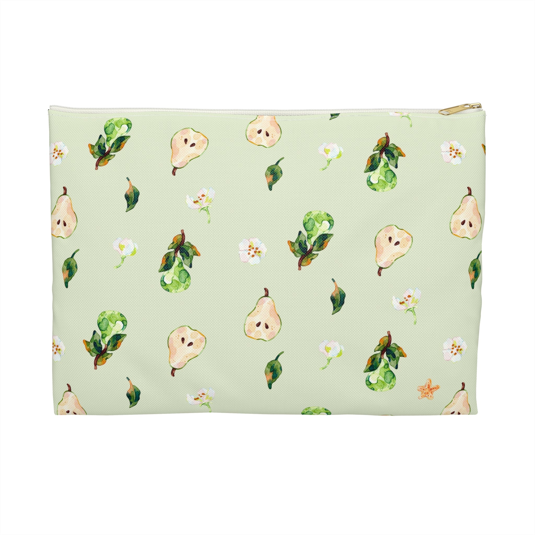 Pear Pattern Accessory Pouch — Watercolor Fruit Bag