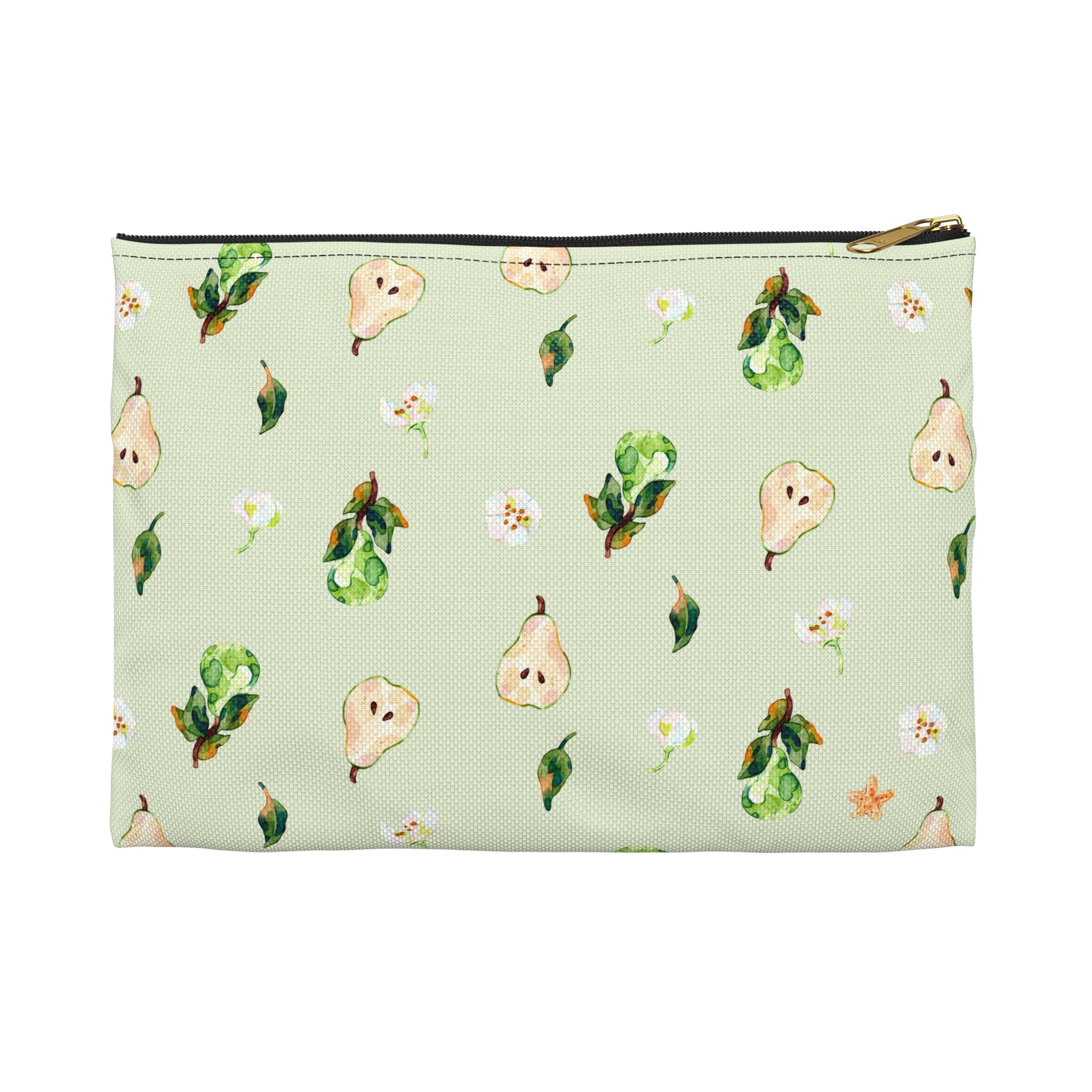 Pear Pattern Accessory Pouch — Watercolor Fruit Bag