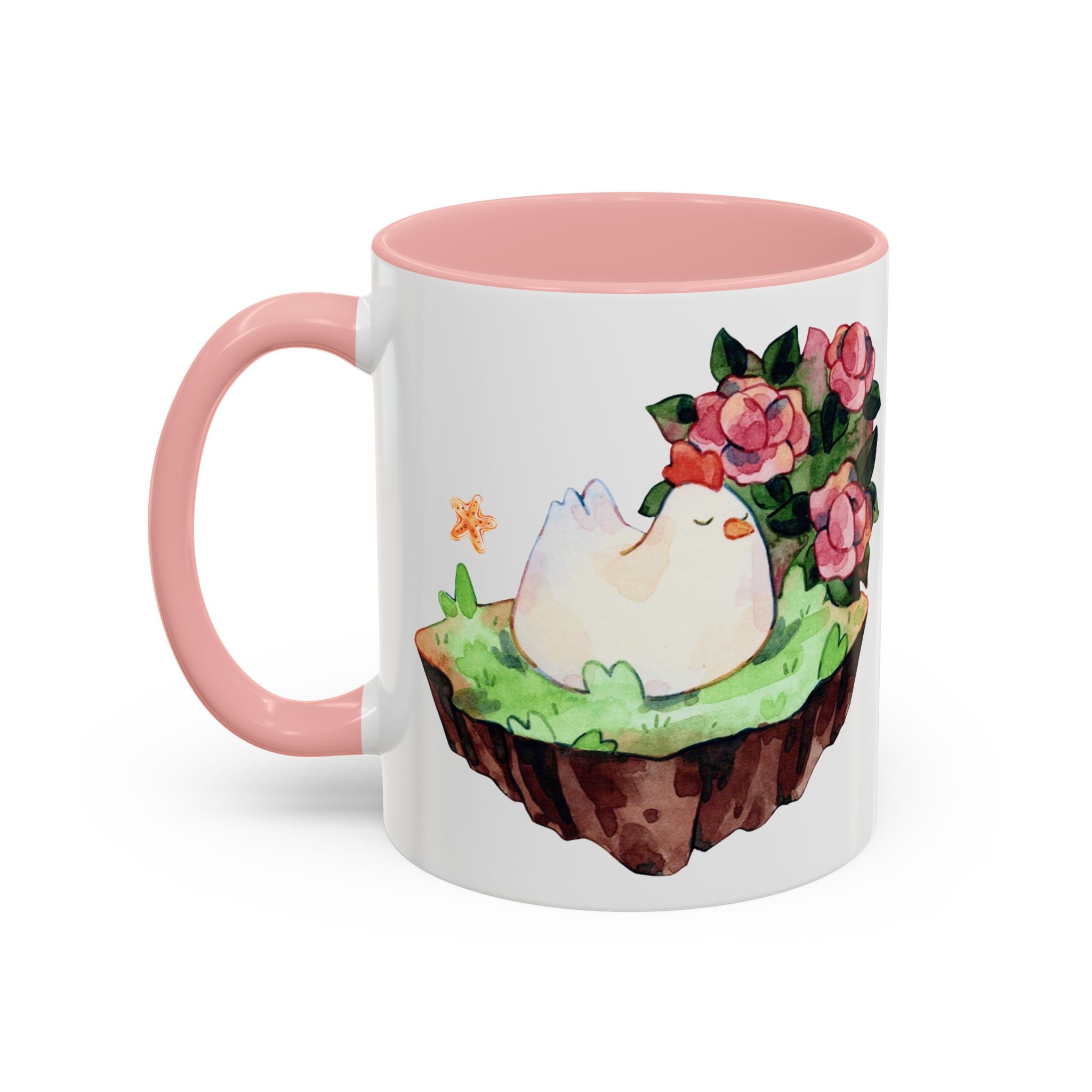 Sleeping Chicken in a patch of Roses Coffee Mug – Cute Watercolor Mug (11/15oz)