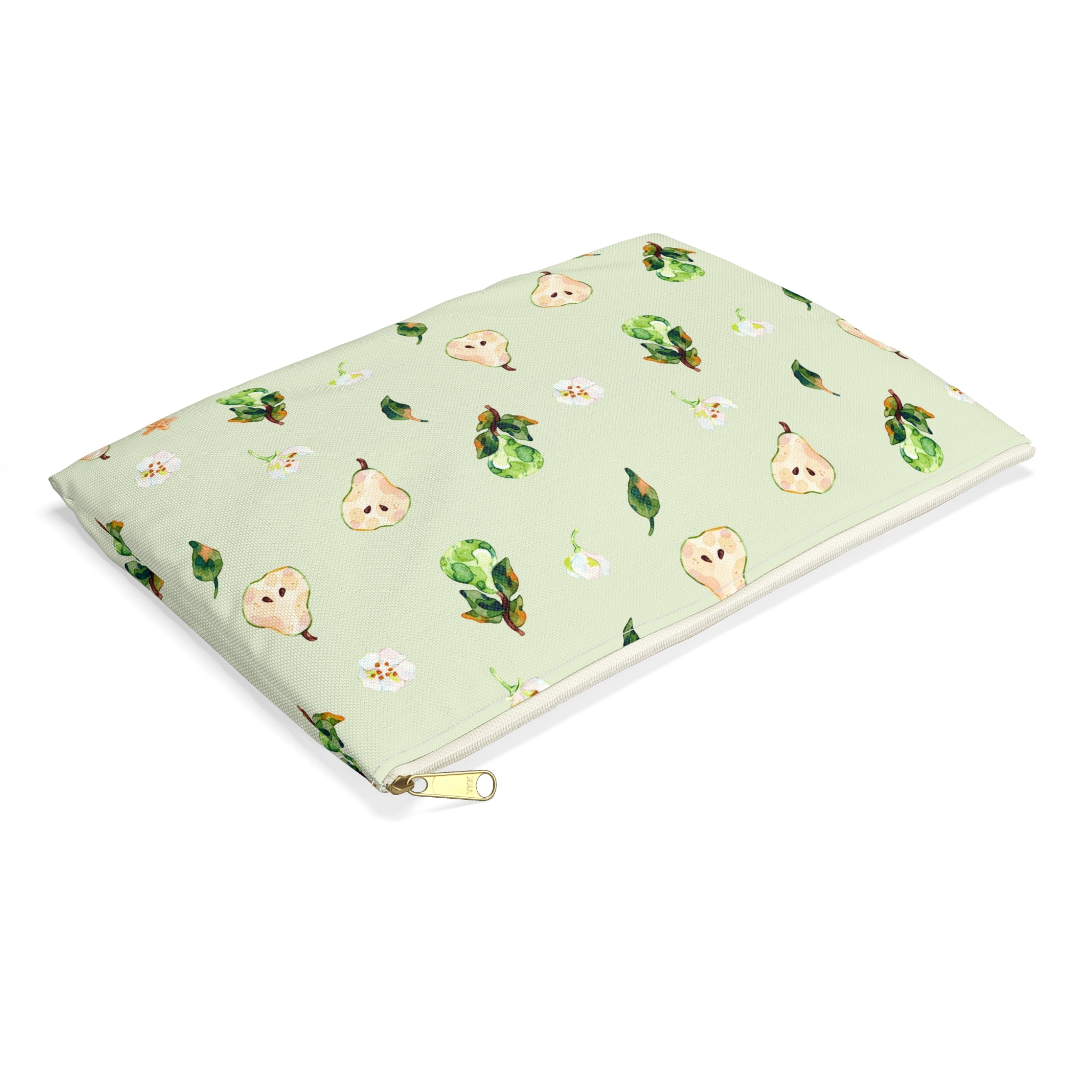Pear Pattern Accessory Pouch — Watercolor Fruit Bag
