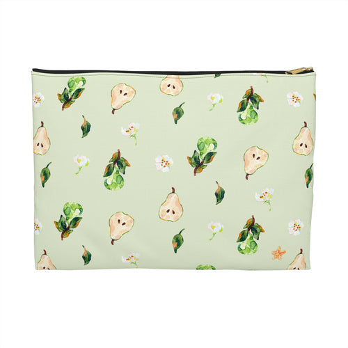 Pear Pattern Accessory Pouch — Watercolor Fruit Bag