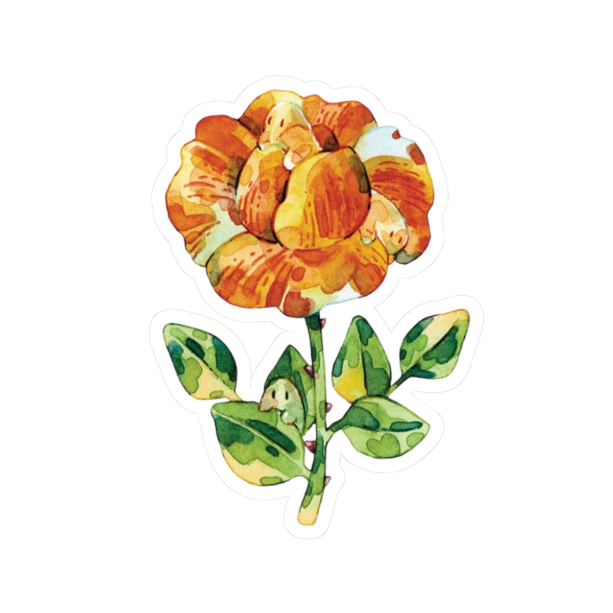 Orange Rose House for Little Spirit — Cute Watercolor Kiss-Cut Sticker