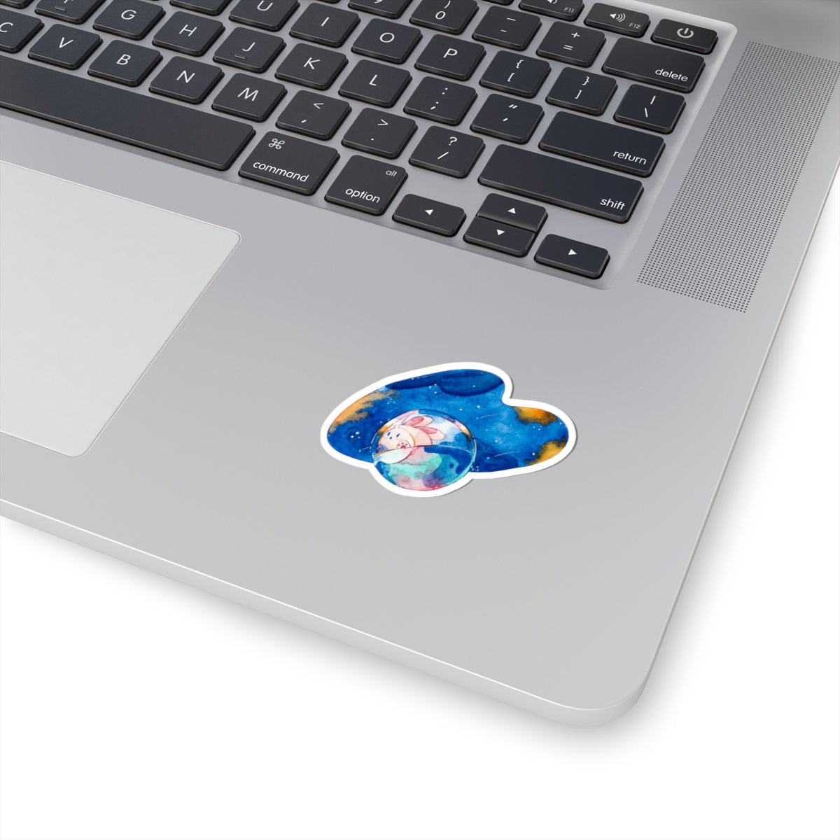 Space Bunny — Cute Watercolor Kiss-Cut Sticker