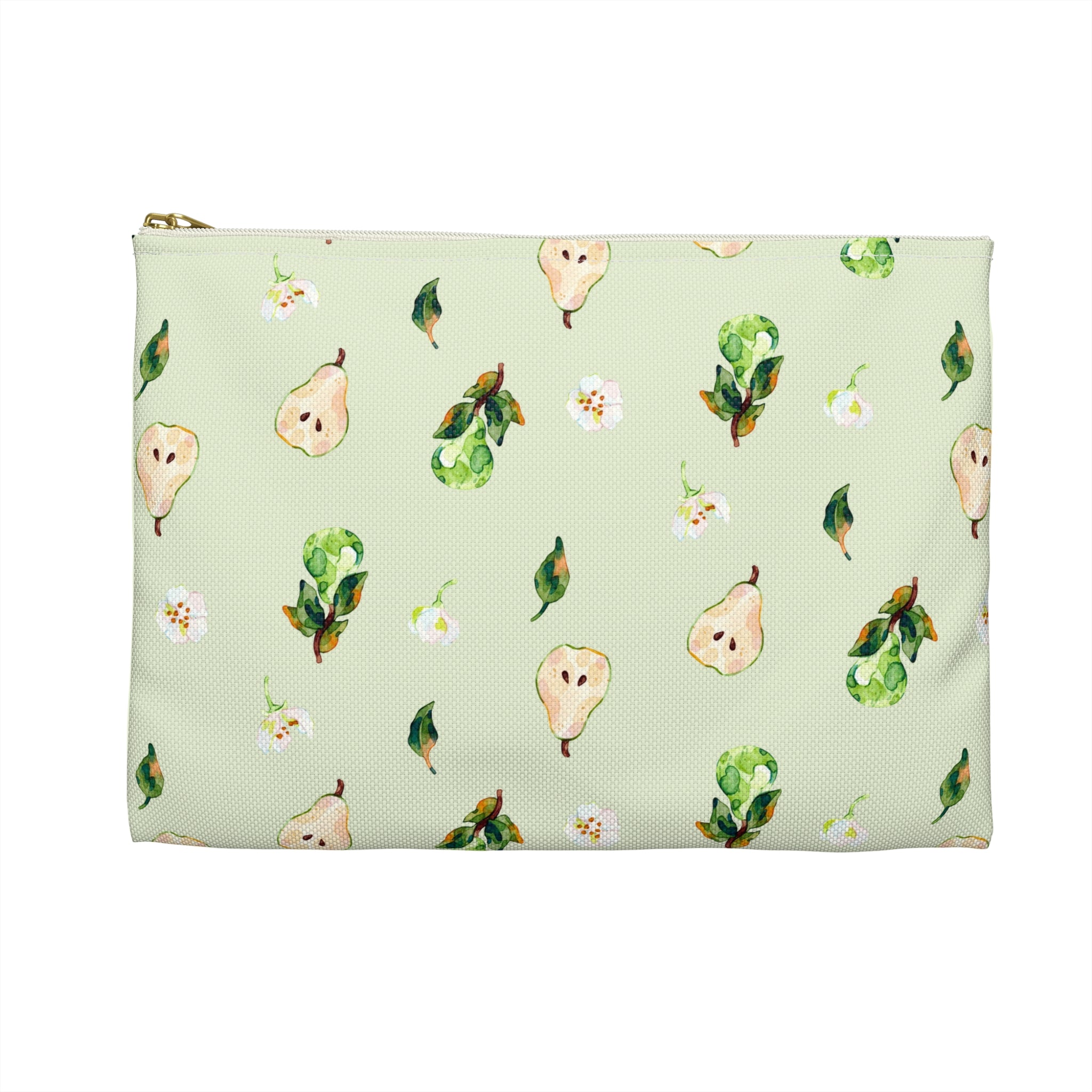 Pear Pattern Accessory Pouch — Watercolor Fruit Bag