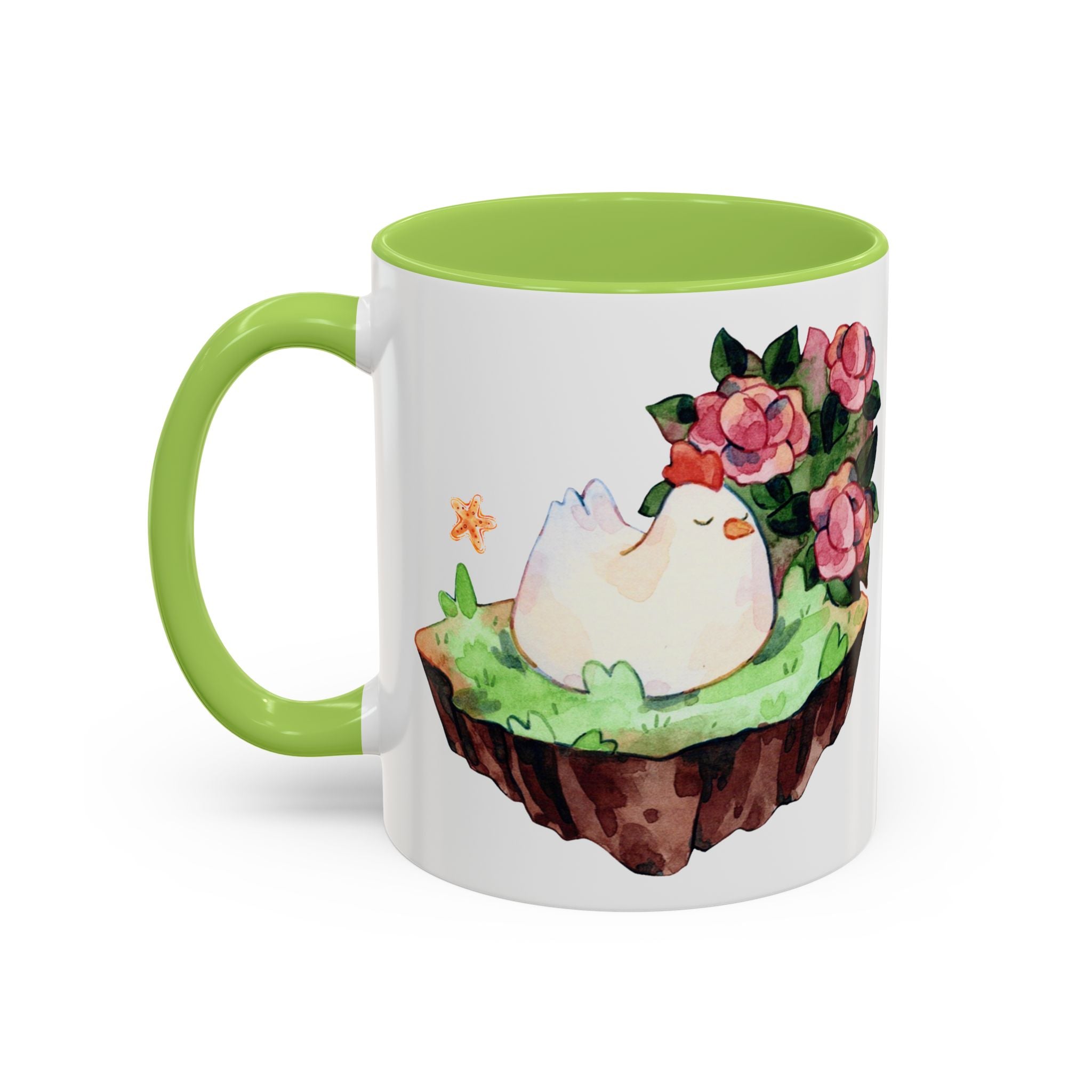 Sleeping Chicken in a patch of Roses Coffee Mug – Cute Watercolor Mug (11/15oz)