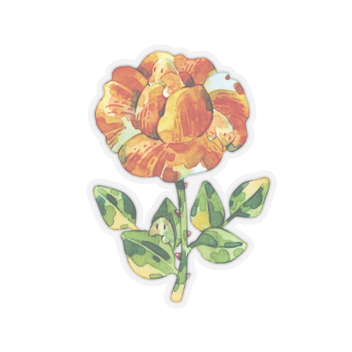 Orange Rose House for Little Spirit — Cute Watercolor Kiss-Cut Sticker