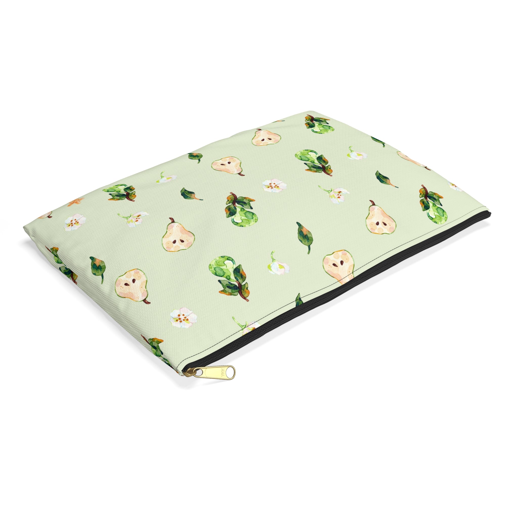 Pear Pattern Accessory Pouch — Watercolor Fruit Bag