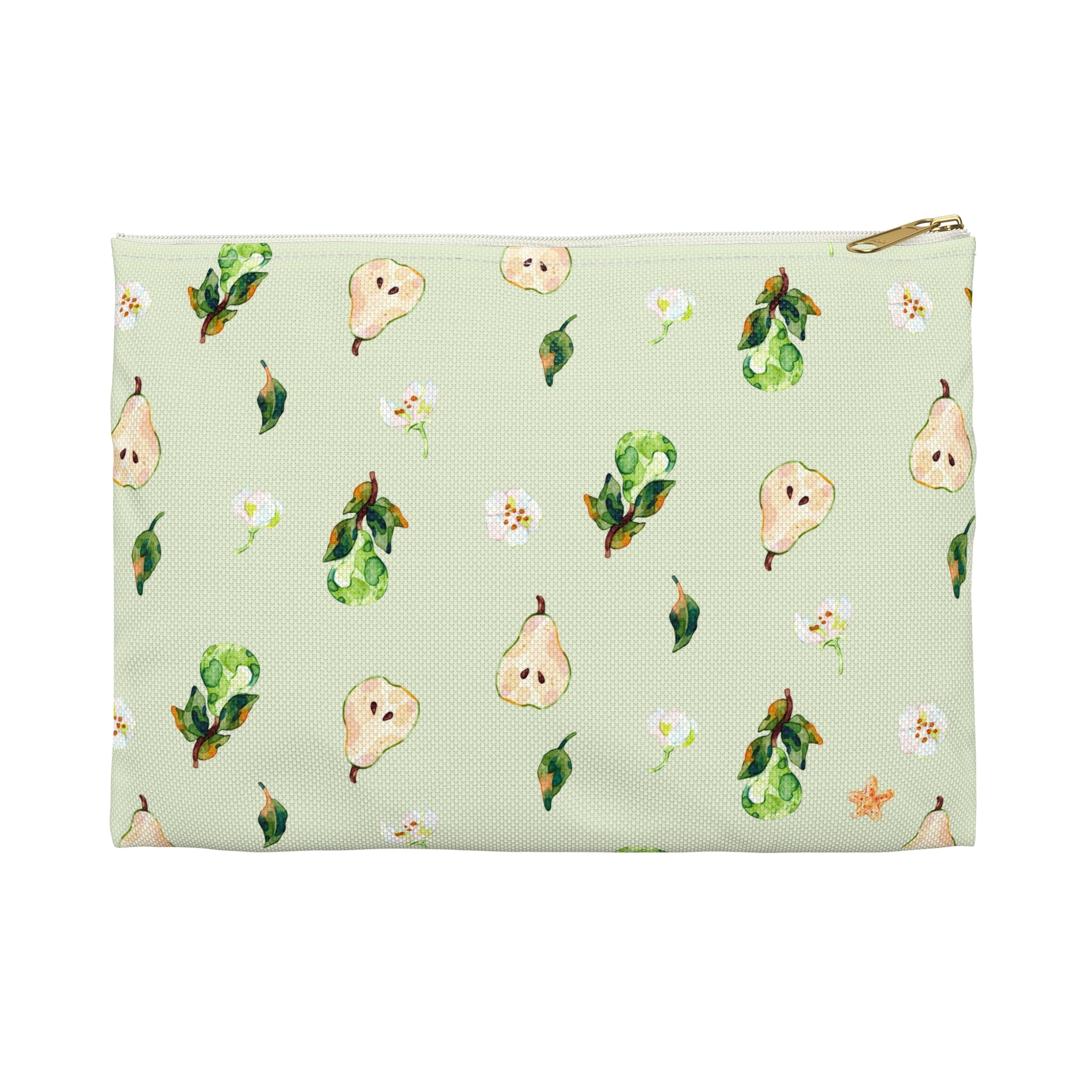 Pear Pattern Accessory Pouch — Watercolor Fruit Bag