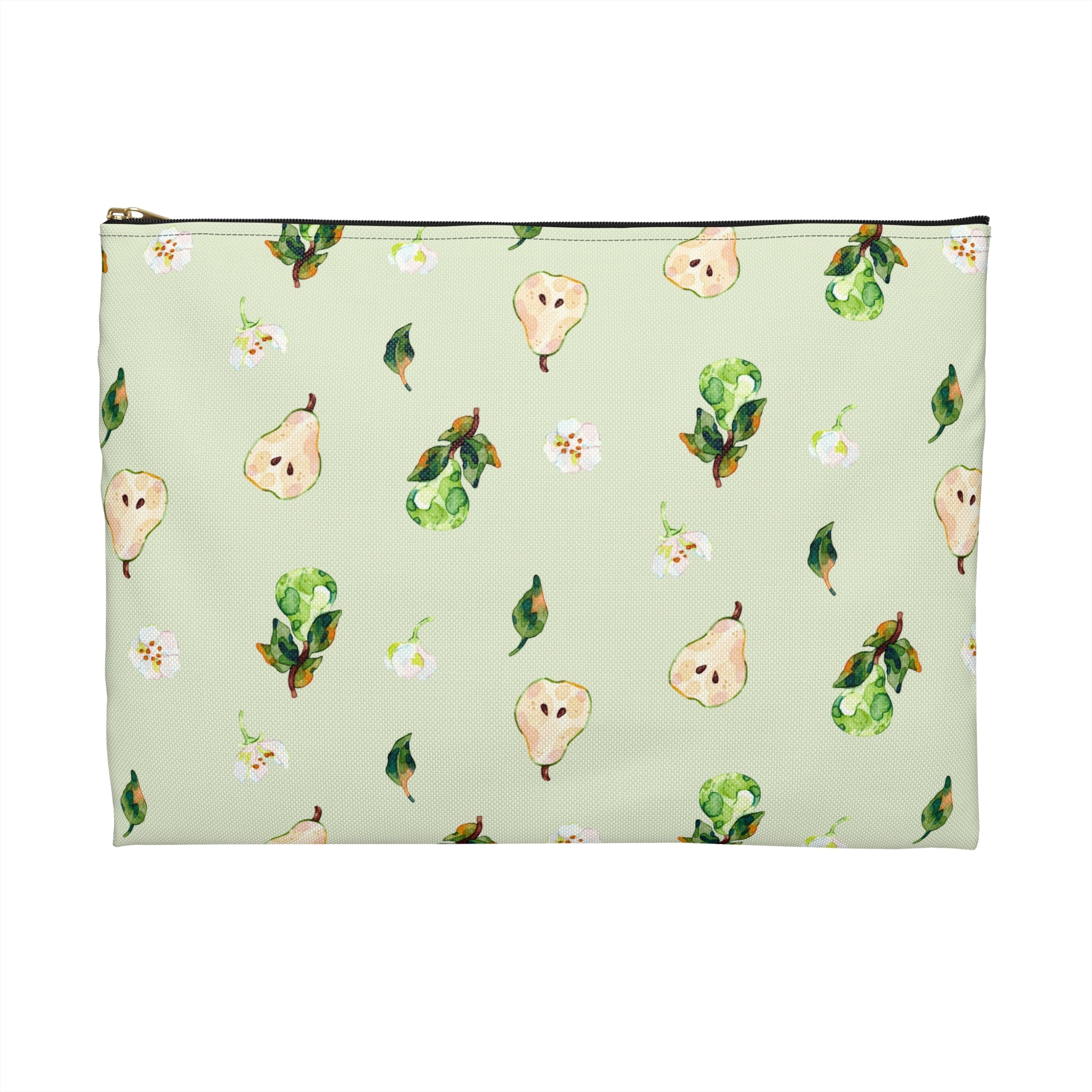 Pear Pattern Accessory Pouch — Watercolor Fruit Bag