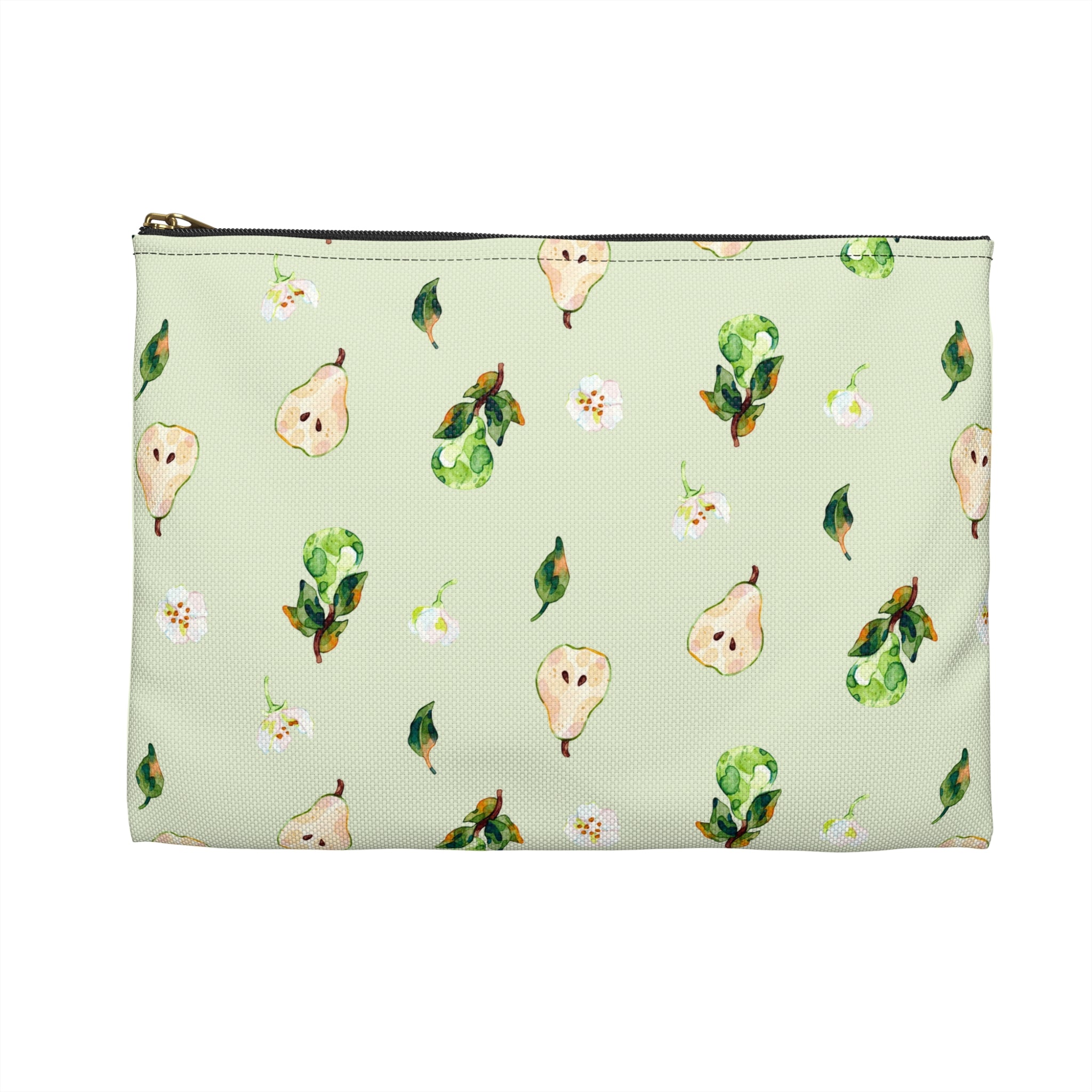 Pear Pattern Accessory Pouch — Watercolor Fruit Bag