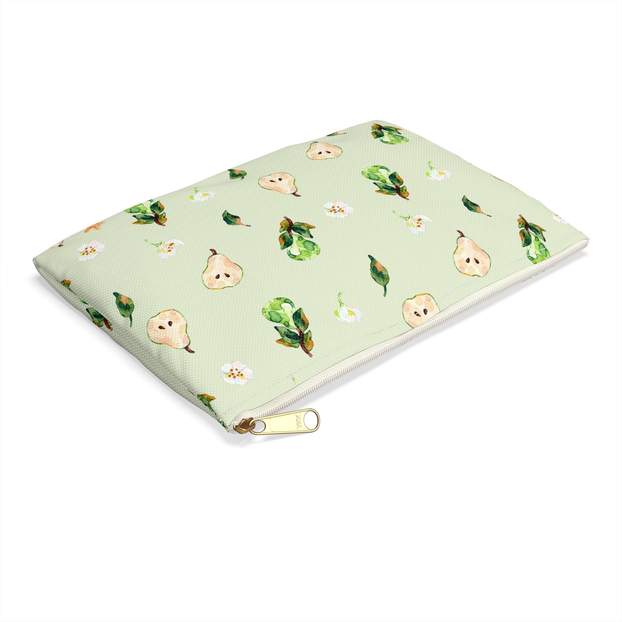 Pear Pattern Accessory Pouch — Watercolor Fruit Bag